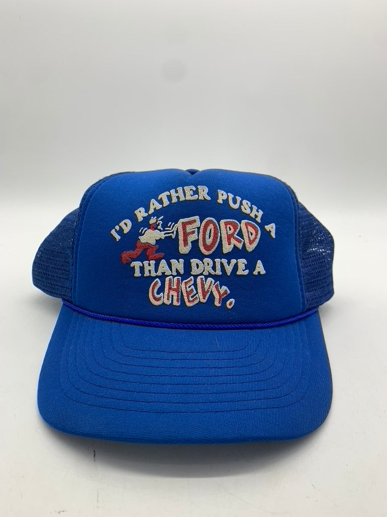 Load image into Gallery viewer, VTG &amp;quot;Rather Push A Ford&amp;quot; Blue Snapback

