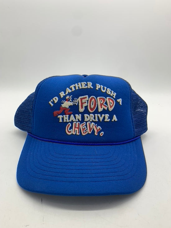 Load image into Gallery viewer, VTG &amp;quot;Rather Push A Ford&amp;quot; Blue Snapback
