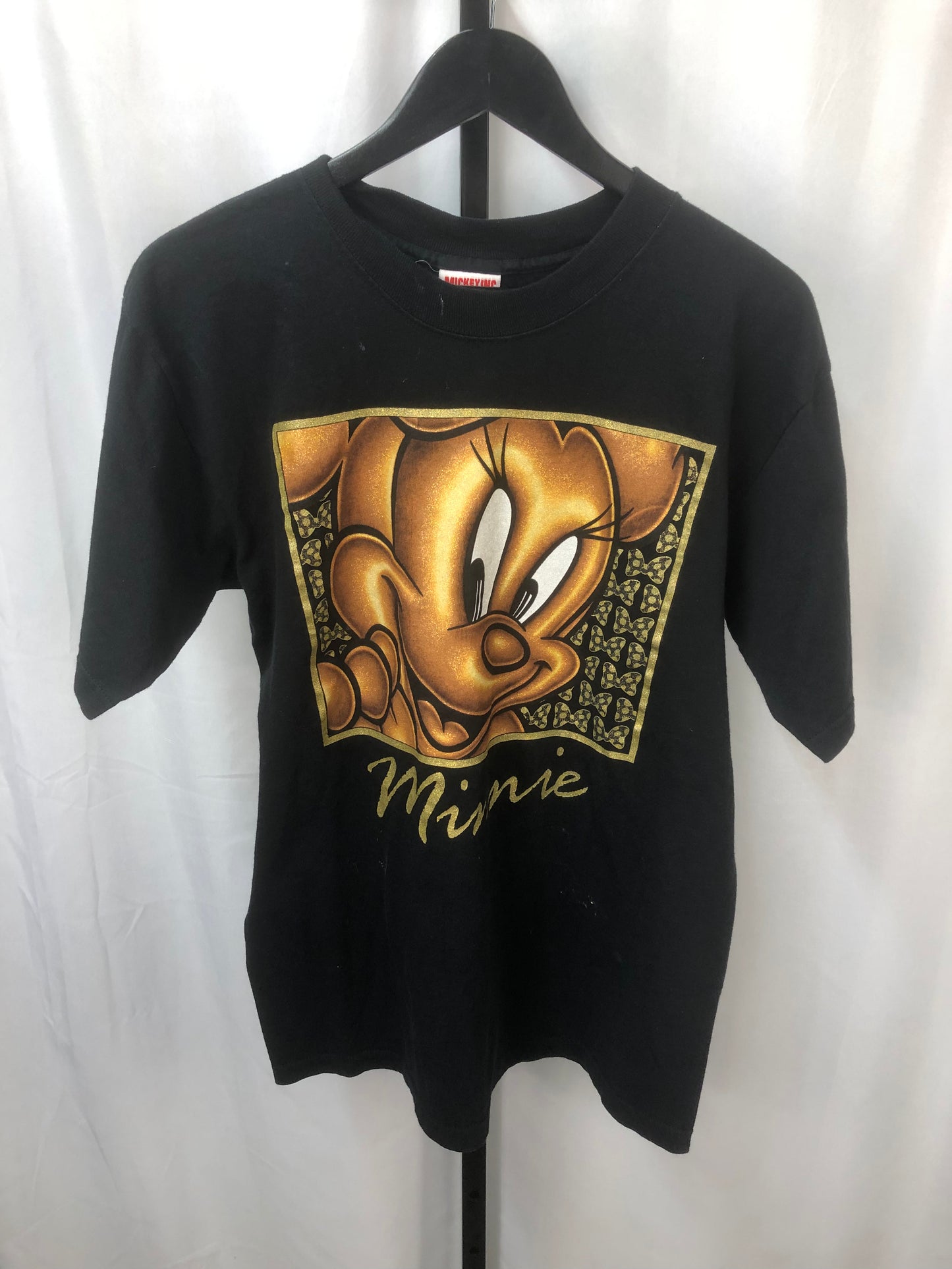 Load image into Gallery viewer, VTG Minnie Mouse Gold Portrait Tee Sz Med
