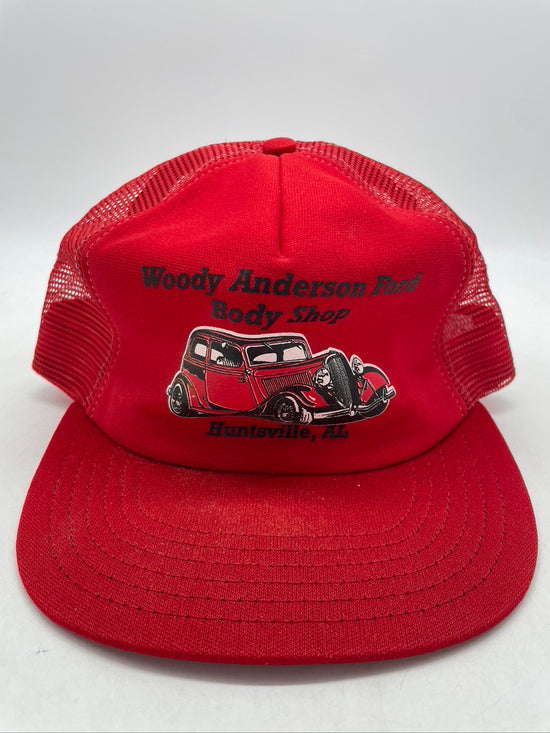 Load image into Gallery viewer, VTG Woody Anderson Ford Body Shop Trucker Hat
