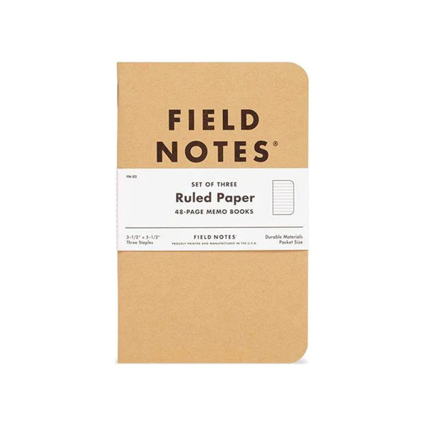 Field Notes Original Kraft Ruled Paper Memo Books Set of 3
