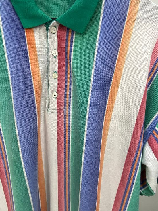 Load image into Gallery viewer, VTG Green Collar Striped Button Shirt Sz XL
