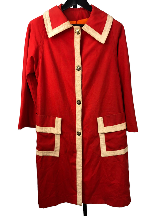 Load image into Gallery viewer, VTG Naman Red White Raincoat Sz M

