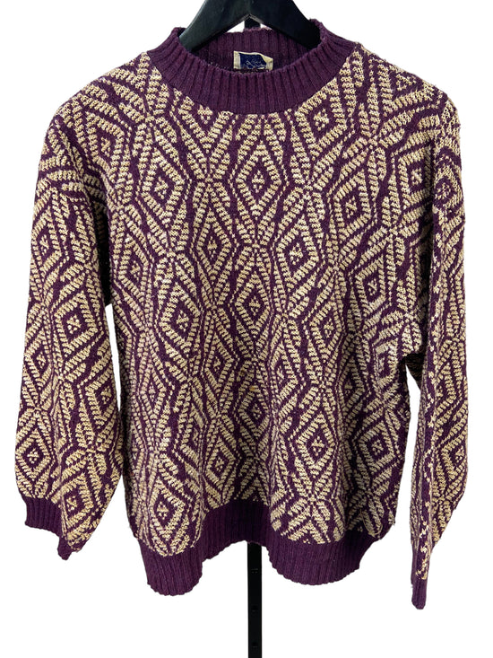 Load image into Gallery viewer, VTG Purple Mock Neck Knit Sweater Sz M
