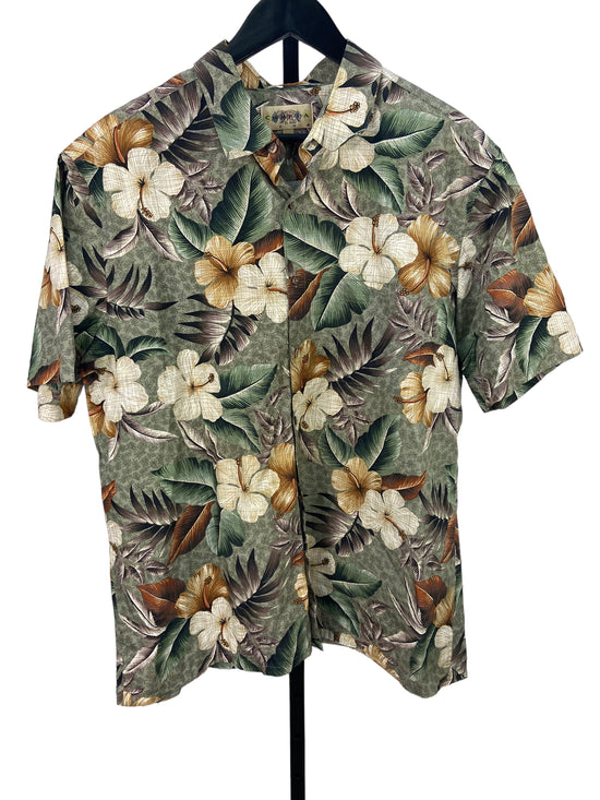 VTG Green Hawaiian Button Up Shirt Sz XL
