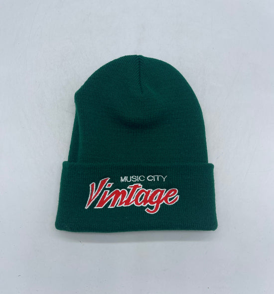 Music City Vintage Holiday Green Script Beanie