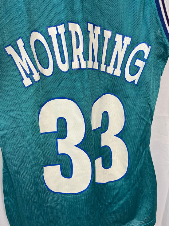 VTG Charlotte Hornets Alonzo Mourning Teal Champion Jersey Sz M