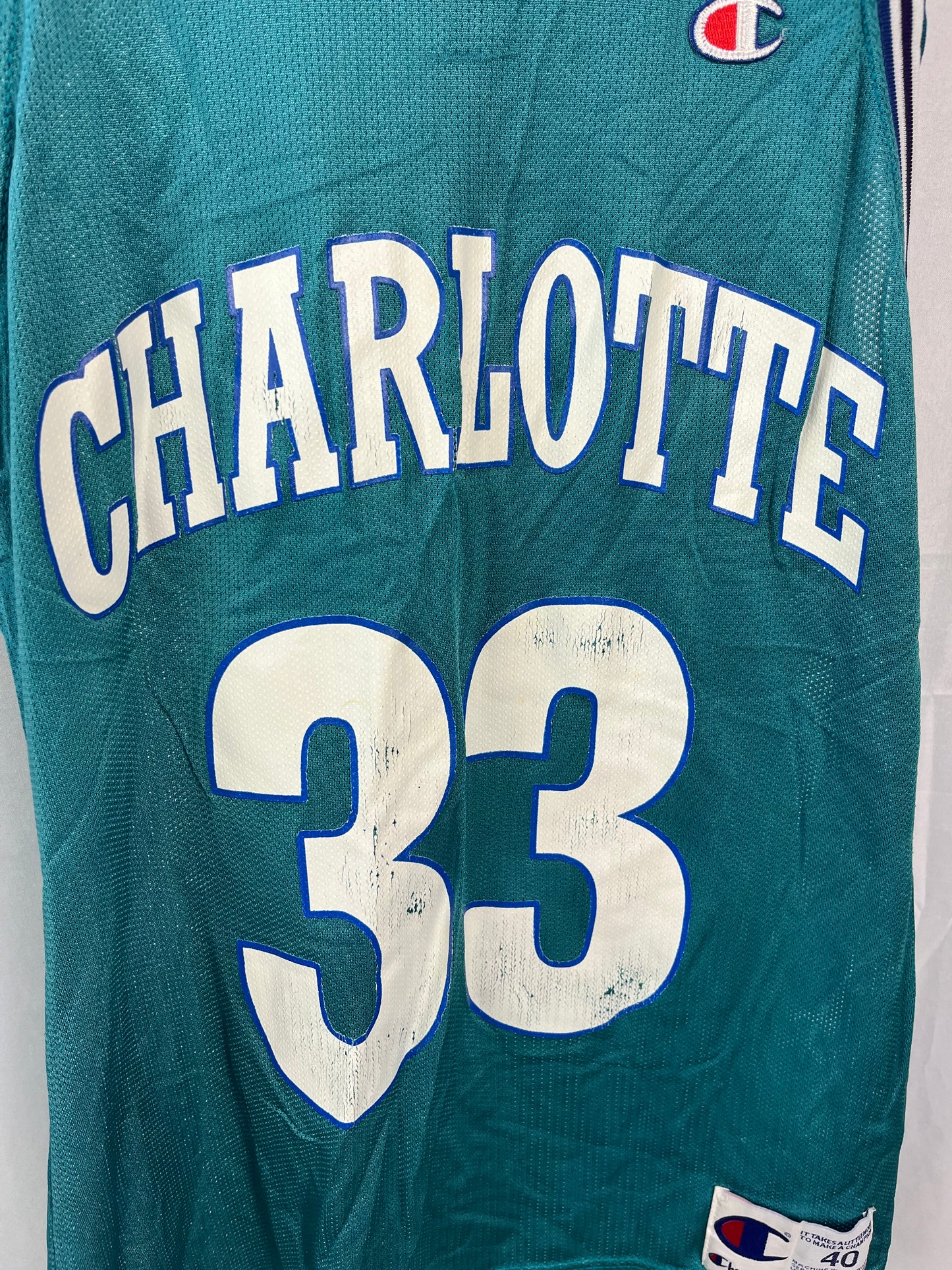 Vintage Alonzo Mourning Charlotte Hornets Champion Jersey 48
