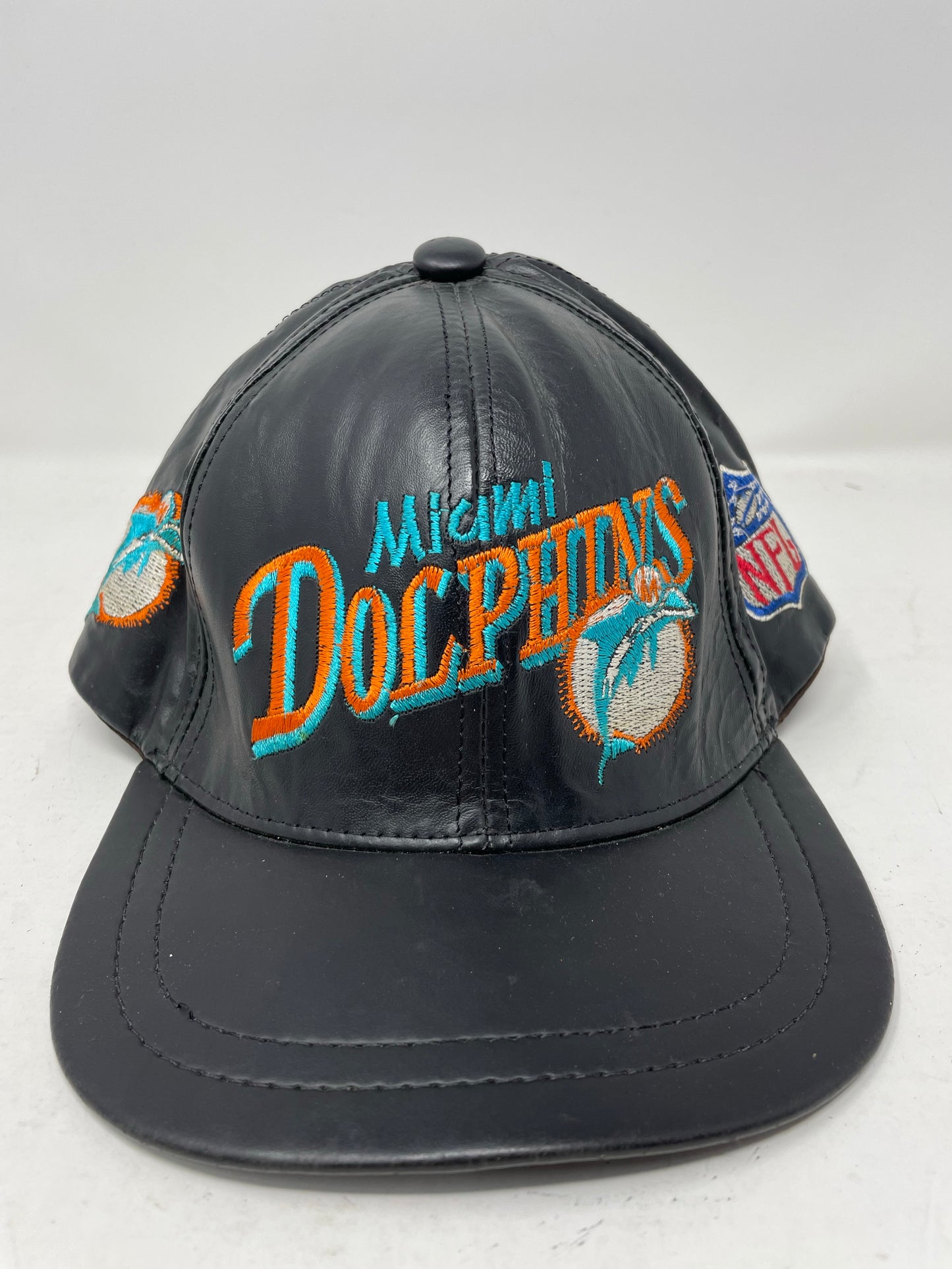 Load image into Gallery viewer, VTG Miami Dolphins Leather Snapback
