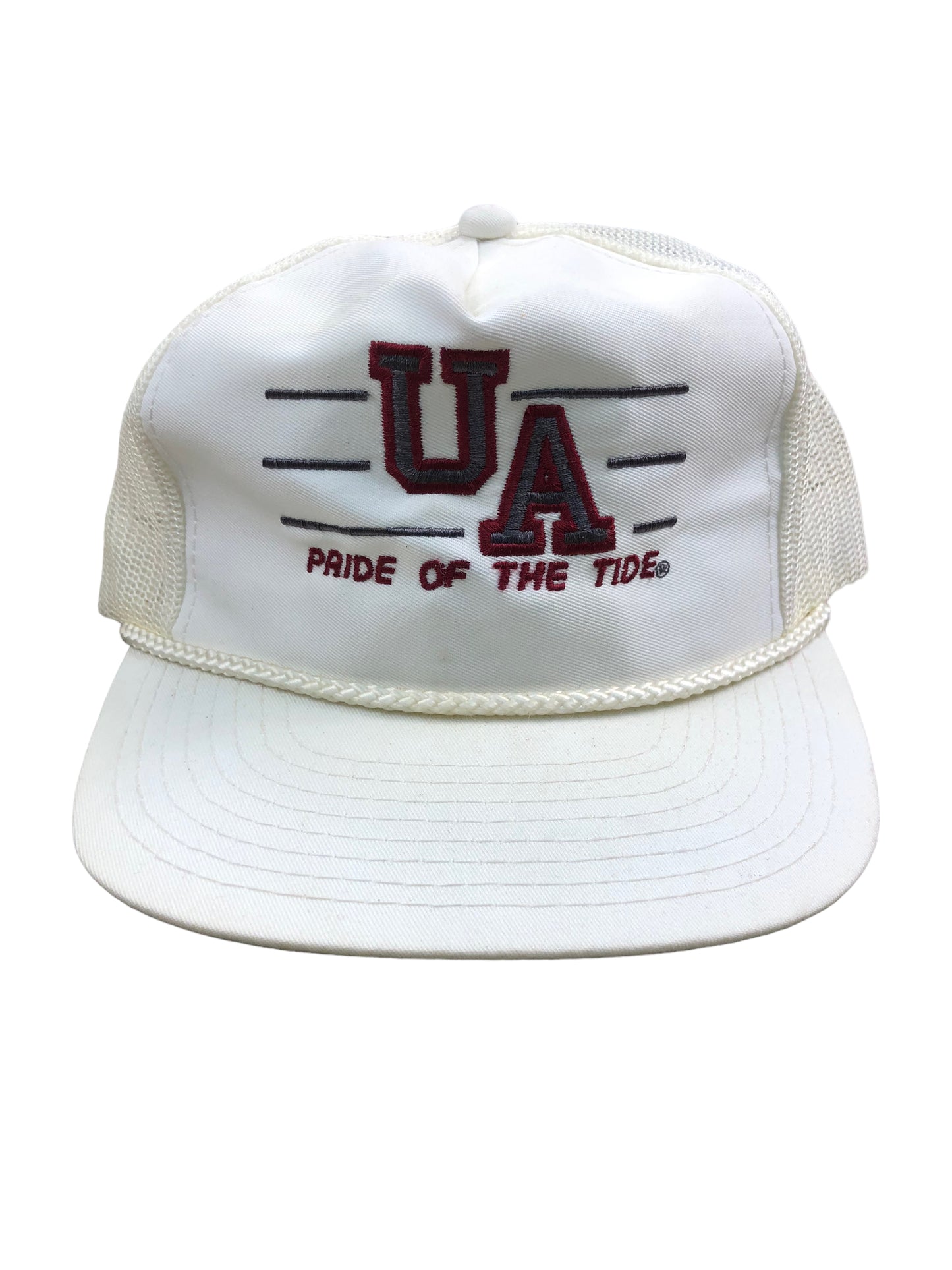 Load image into Gallery viewer, VTG White UA Pride of the Tide Trucker Hat
